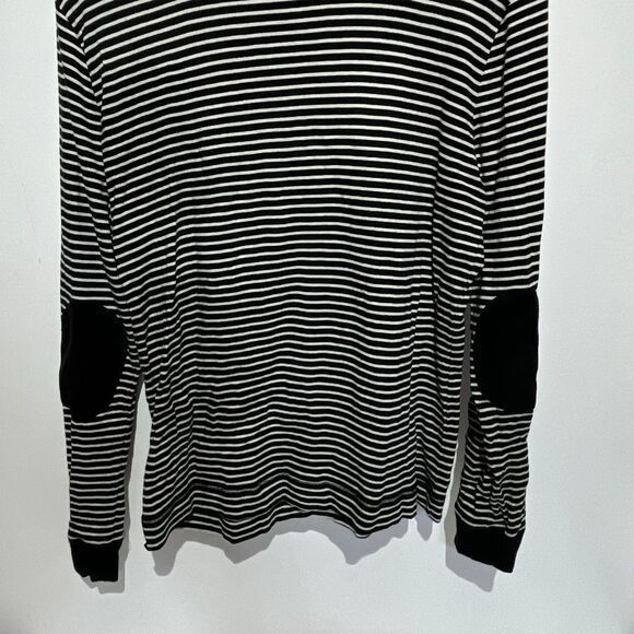 Ralph Lauren Jeans Co. Women's Black White Stripe Long Sleeve Knit Top Size XL - Picture 7 of 9